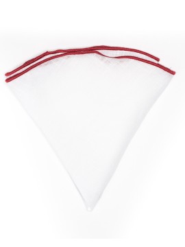 White Linen/Ruby Trim Linen Pocket Circle